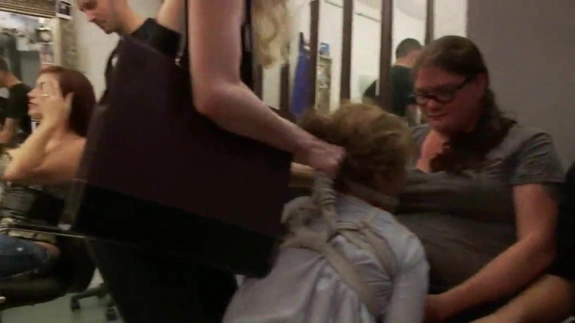 Bound Latina drilled at hairdressers